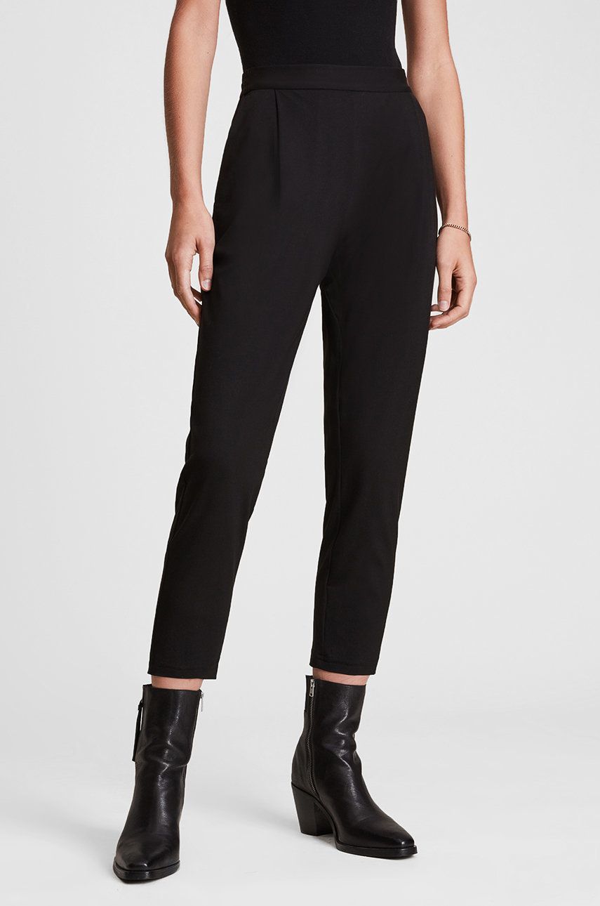 AllSaints spodnie damskie kolor czarny dopasowane high waist