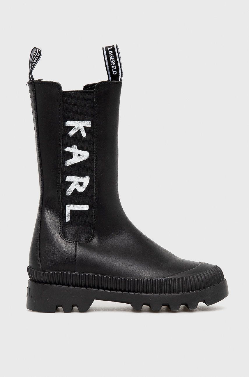 Karl Lagerfeld Sztyblety sk贸rzane KL42590.000 damskie kolor czarny na platformie