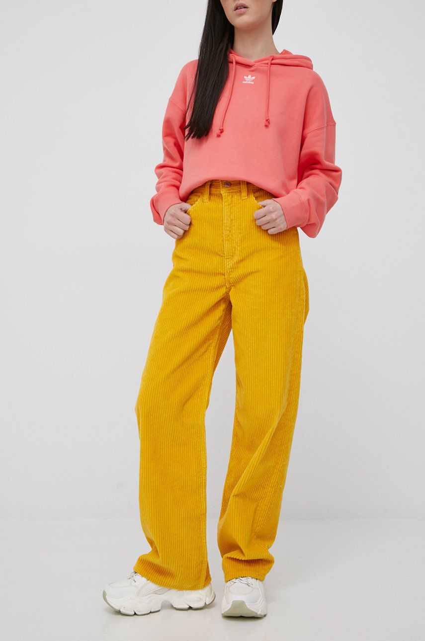 Levi's spodnie sztruksowe x SIMPSON damskie kolor żółty proste high waist