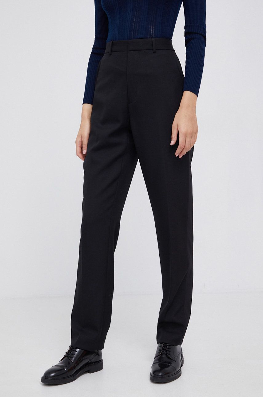 Polo Ralph Lauren Spodnie jedwabne damskie kolor czarny proste high waist