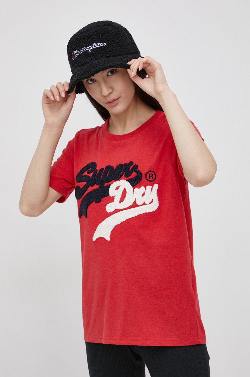 Superdry T-shirt damski kolor czerwony