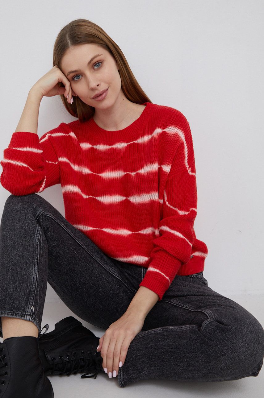 Pepe Jeans Sweter bawełniany Olga damski kolor czerwony