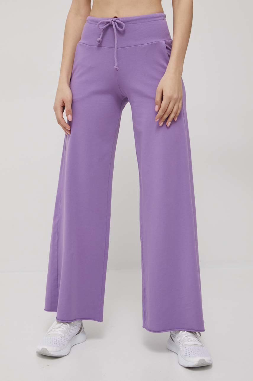 Deha spodnie damskie kolor fioletowy gładkie
