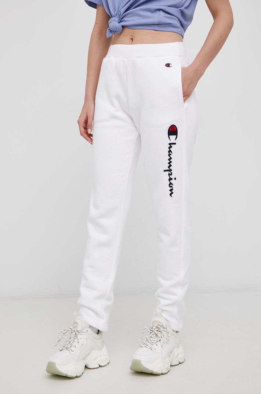 Champion Spodnie damskie kolor biały z aplikacją