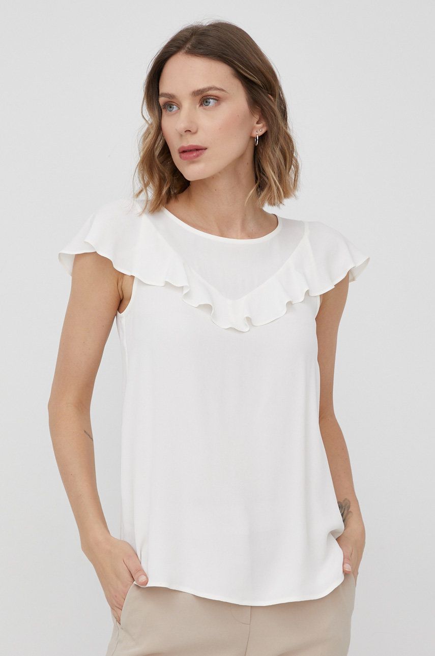 Pennyblack bluzka z domieszką jedwabiu damska kolor biały gładka