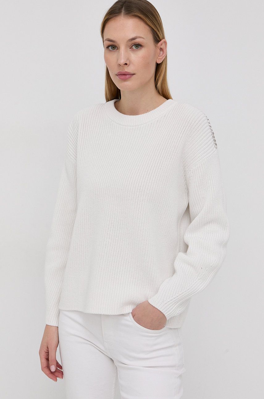 Hugo Sweter bawełniany damski kolor biały ciepły