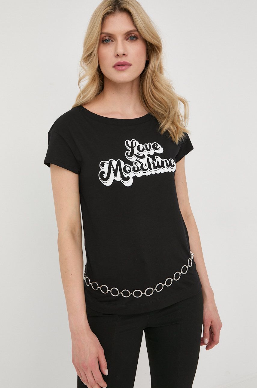 Love Moschino t-shirt bawełniany kolor czarny rozmiar 34,38,40,36