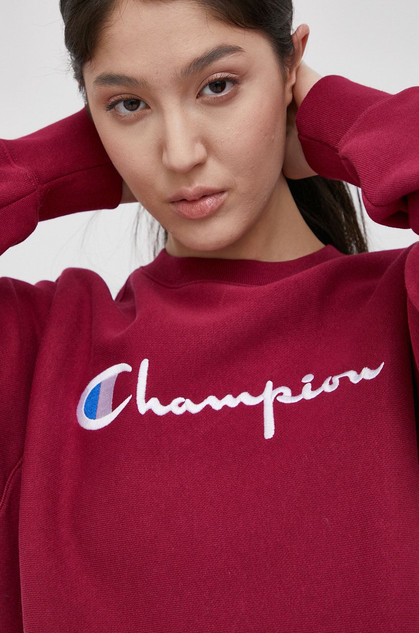 Champion Bluza damska kolor bordowy z aplikacją
