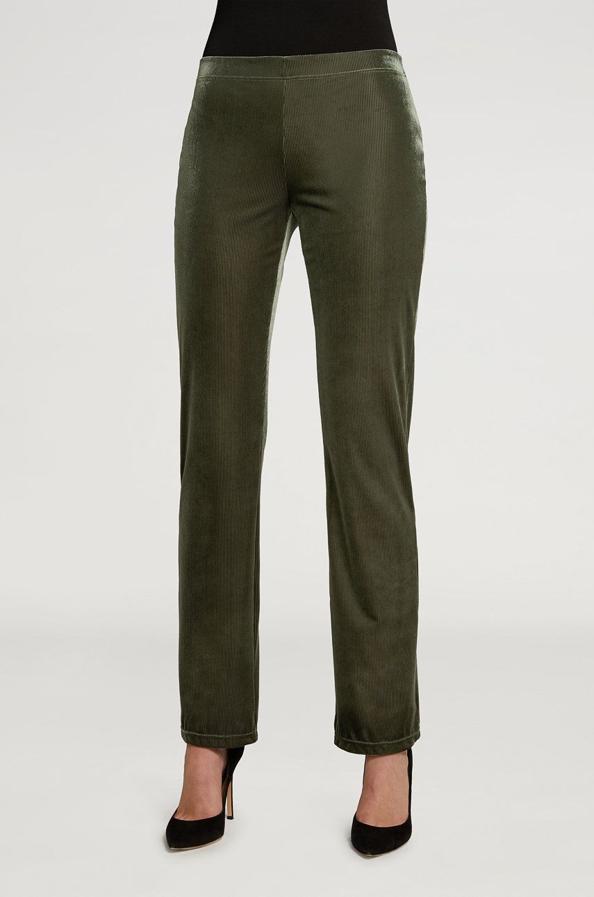 Wolford Spodnie damskie kolor zielony szerokie high waist