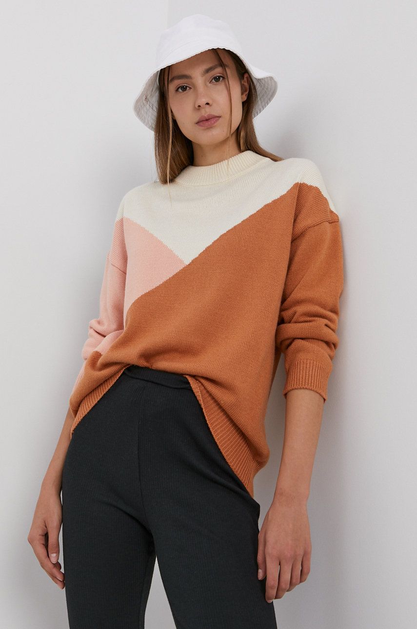 Roxy Sweter damski kolor beżowy z półgolfem
