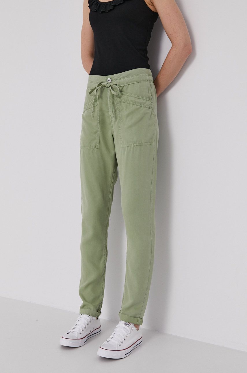 Pepe Jeans Spodnie Dash damskie kolor zielony proste medium waist