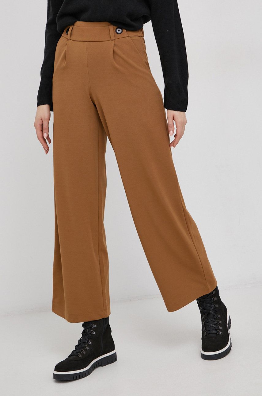 JDY Spodnie damskie kolor brązowy szerokie high waist