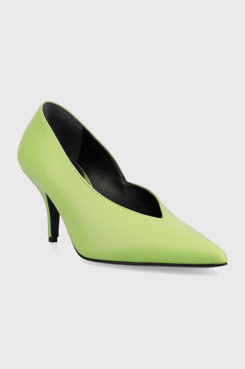 Szpilki Patrizia Pepe szpilki skórzane kolor zielony 8Z0079 L048 G532