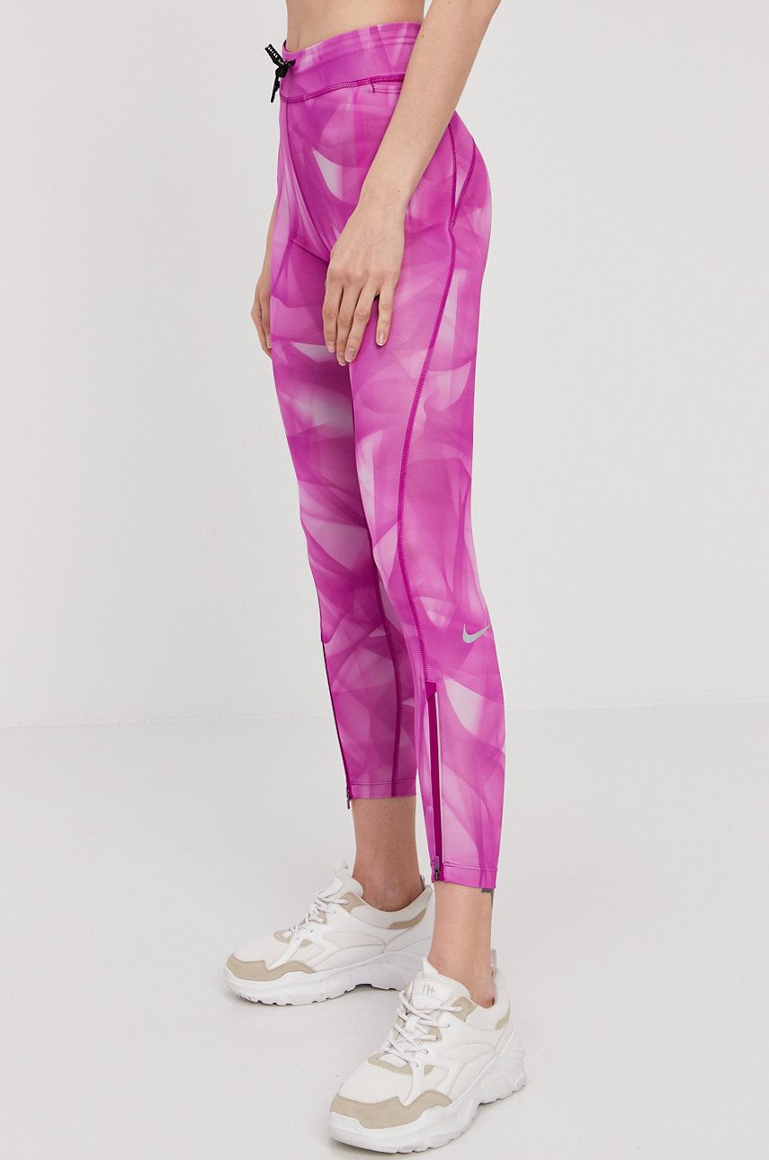 Nike Legginsy damskie kolor różowy wzorzyste