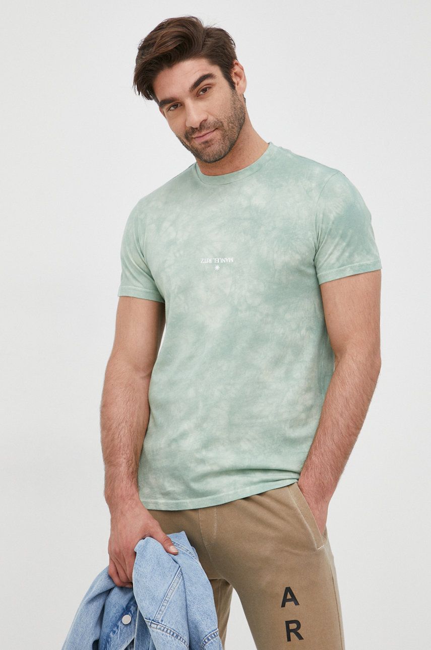 Manuel Ritz t-shirt bawełniany kolor zielony z nadrukiem rozmiar M,L,XL
