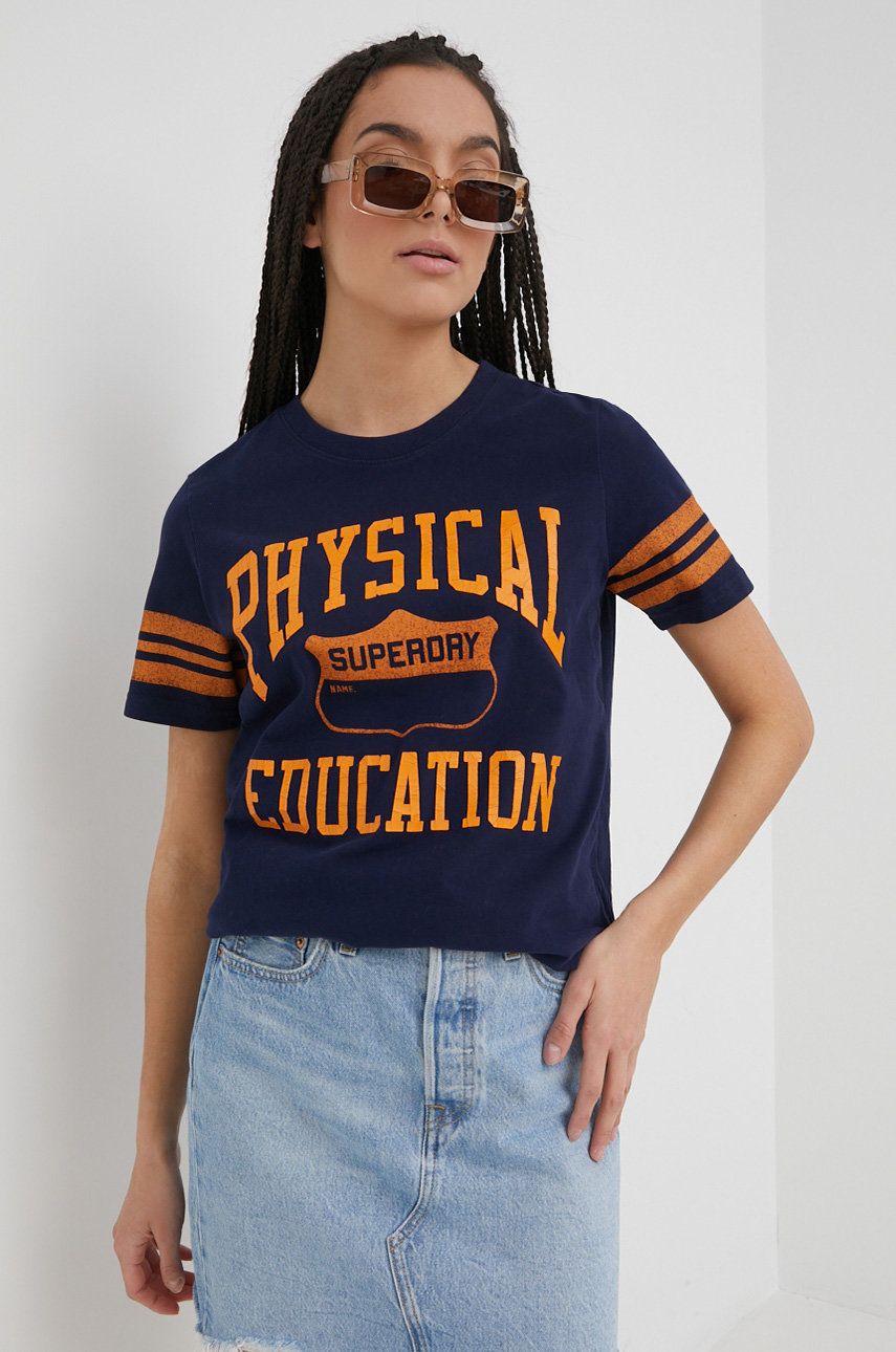 Superdry t-shirt bawełniany kolor granatowy rozmiar XS,S,M