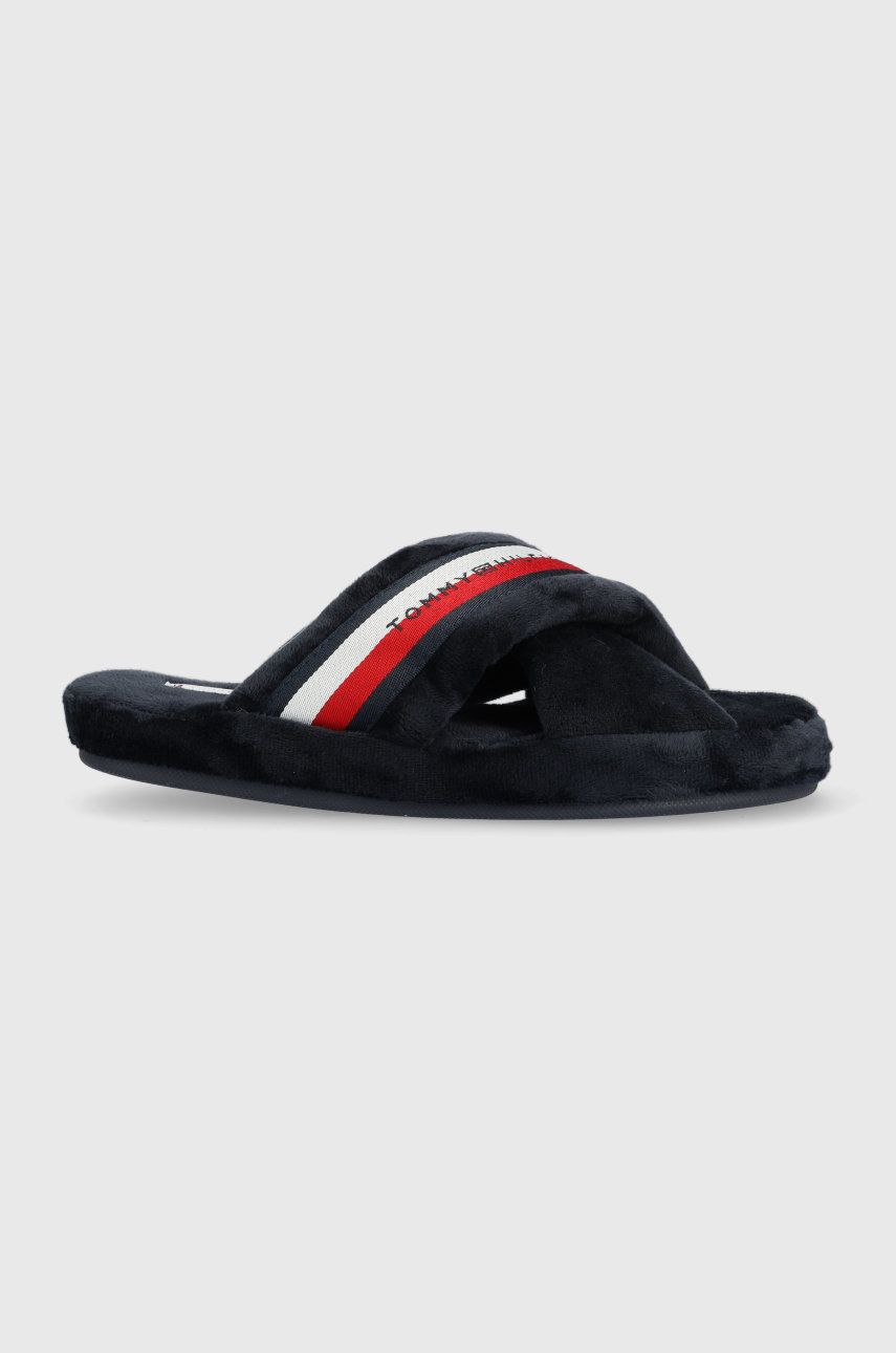 Tommy Hilfiger kapcie Comfy Home Slippers With Straps kolor granatowy