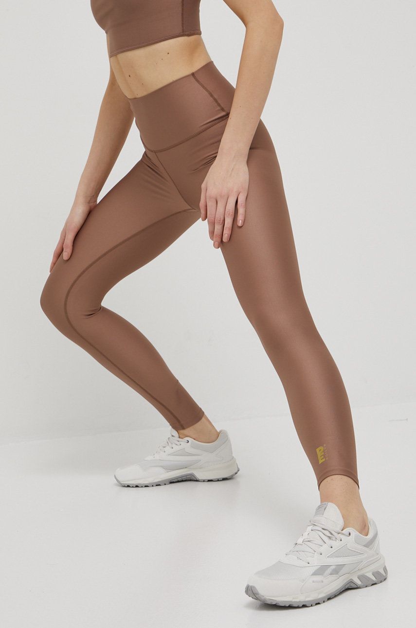 P.E Nation legginsy treningowe All Around damskie kolor brązowy gładkie