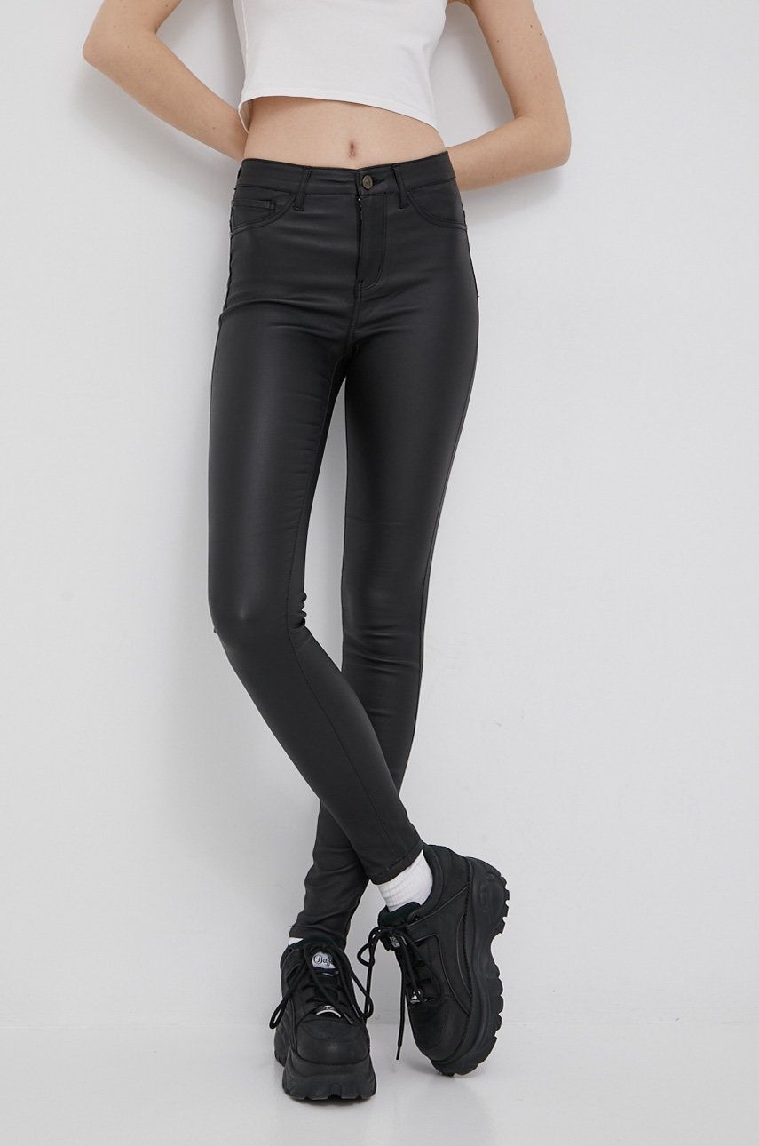 JDY spodnie damskie kolor czarny dopasowane high waist