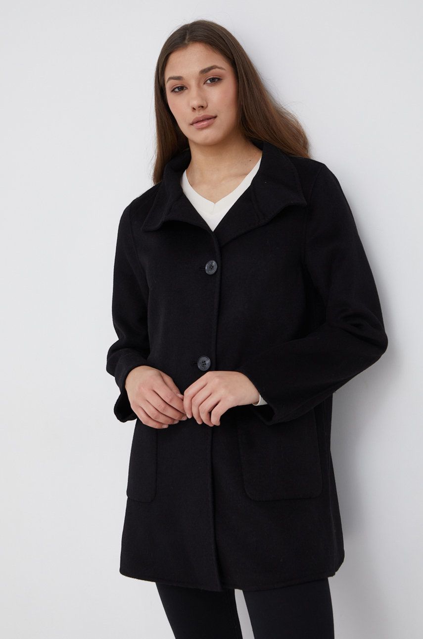 Lauren Ralph Lauren Płaszcz wełniany kolor czarny przejściowy