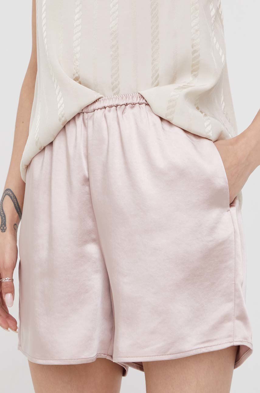 Sisley szorty damskie kolor różowy gładkie high waist rozmiar 34,40,38,36