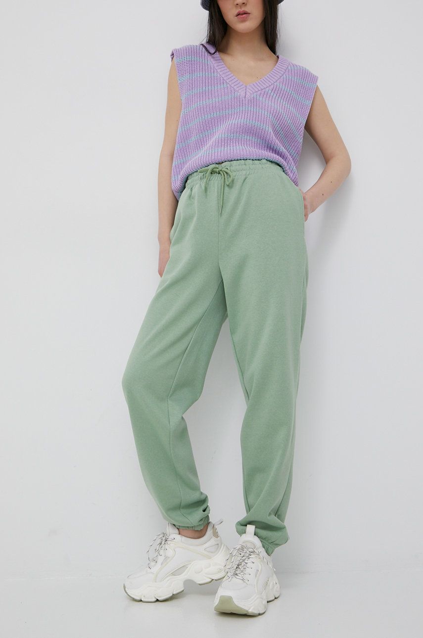 JDY spodnie damskie kolor zielony gładkie