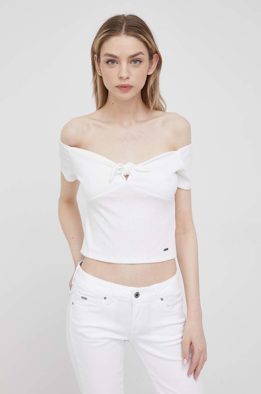 Pepe Jeans bluzka BETH damska kolor biały gładka rozmiar M,S,L,XL,XS