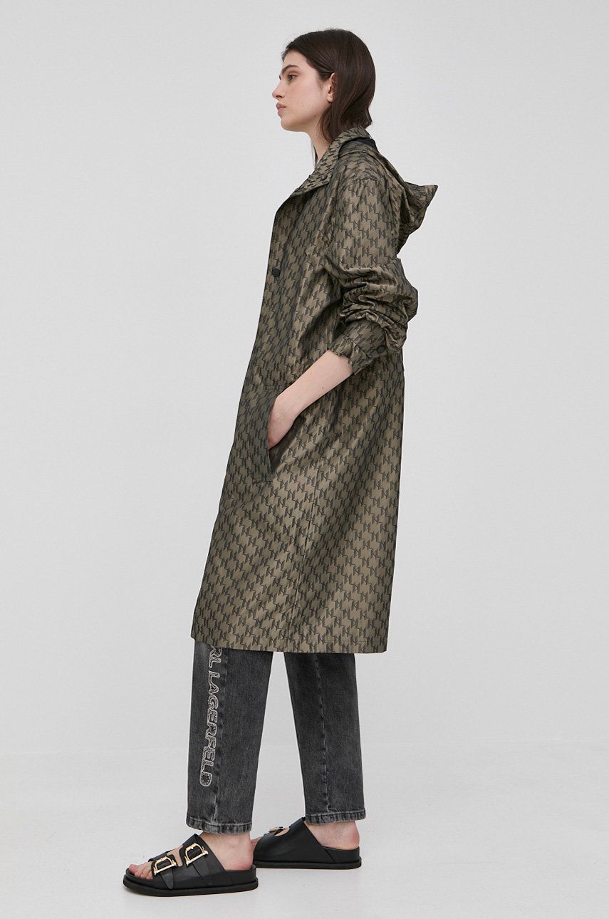 Karl Lagerfeld kurtka damska kolor zielony przejściowa
