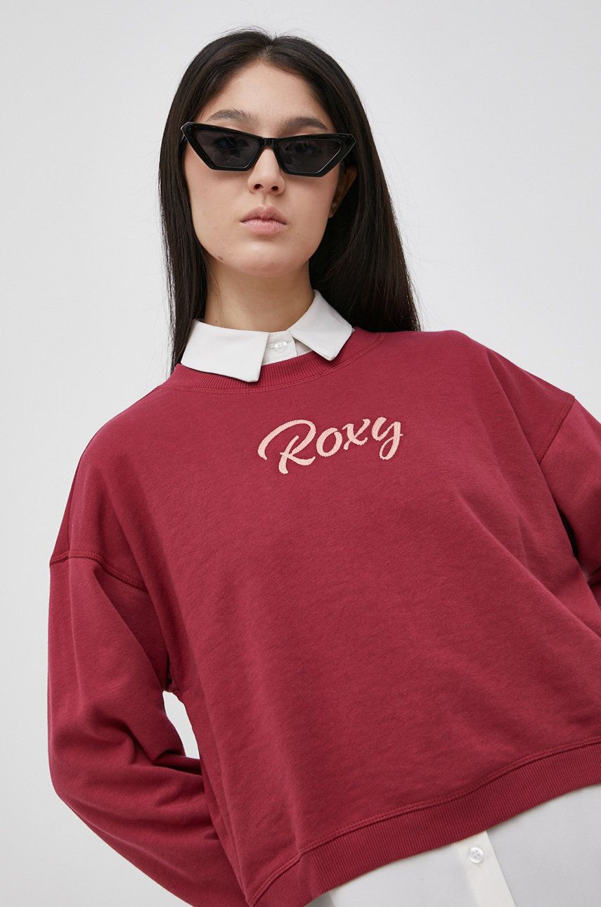 Roxy Bluza damska kolor bordowy z aplikacją