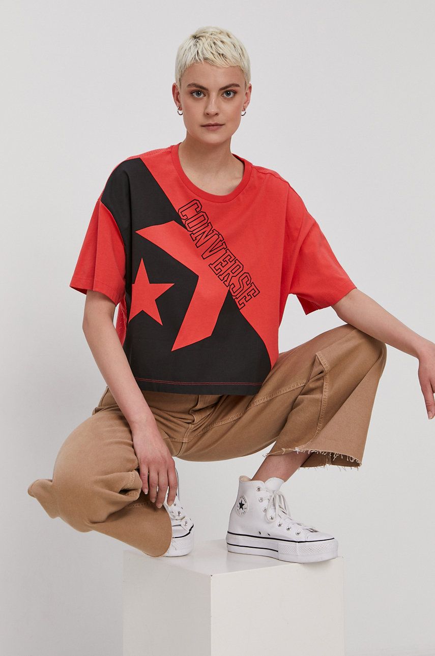 Converse T-shirt damski kolor czerwony