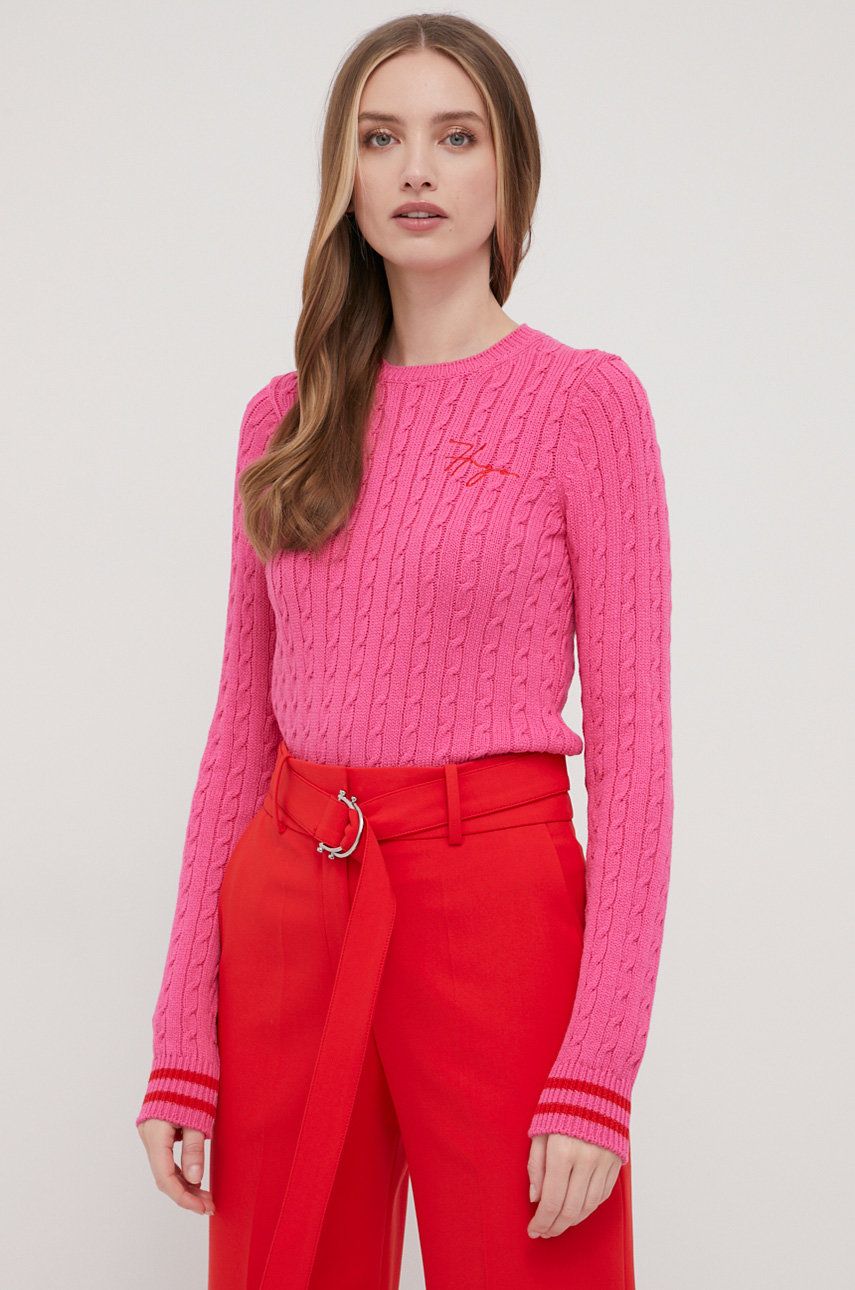 Hugo sweter damski kolor różowy lekki