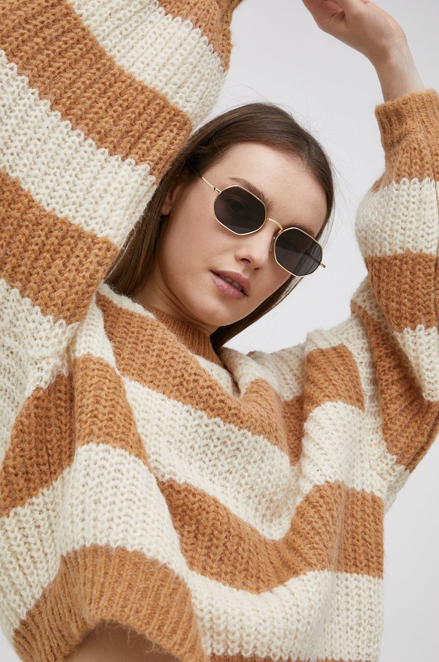 Levi's Sweter z domieszką wełny A1581.0001 damski kolor brązowy ciepły