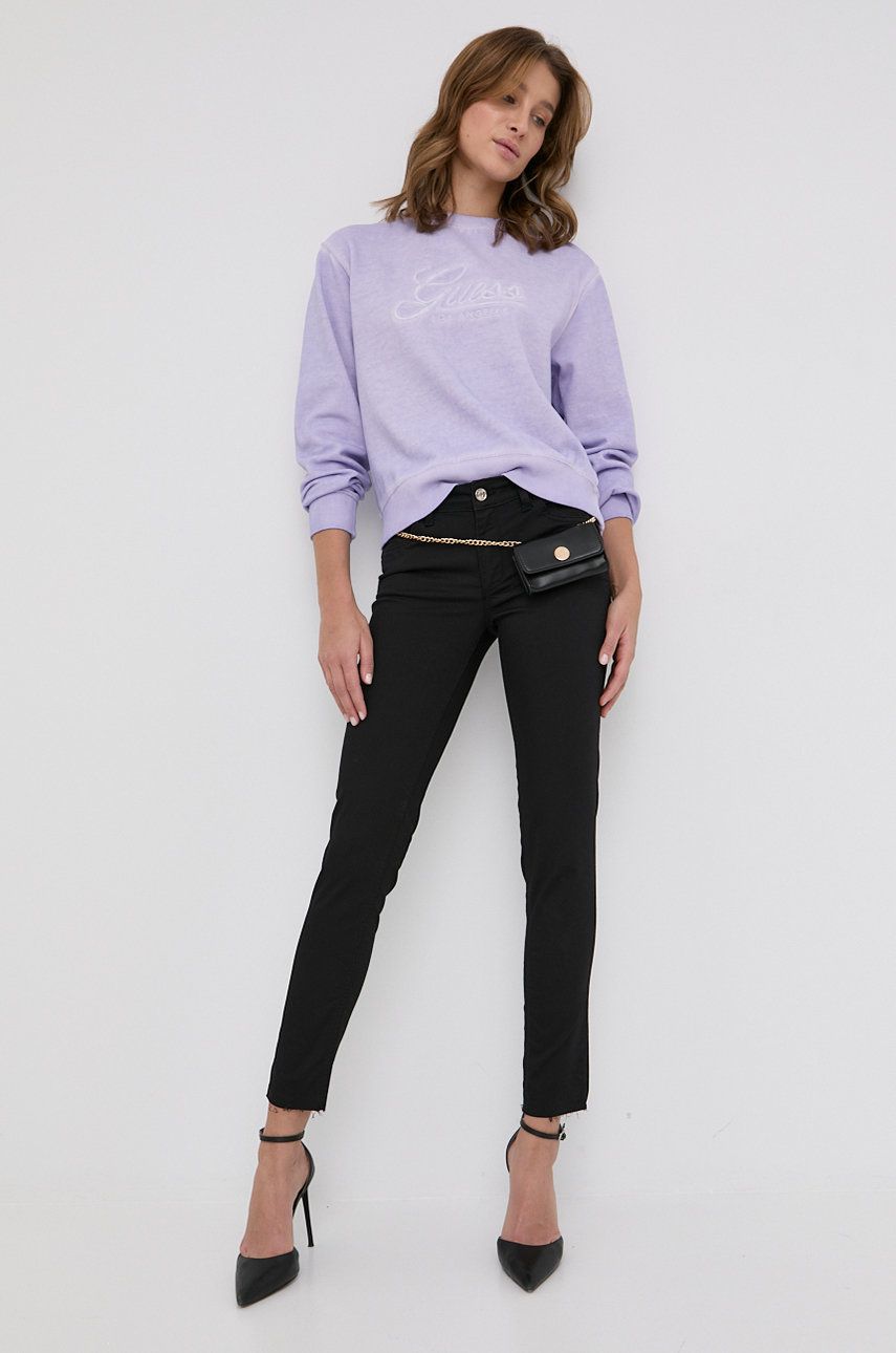 Liu Jo spodnie damskie kolor czarny dopasowane medium waist