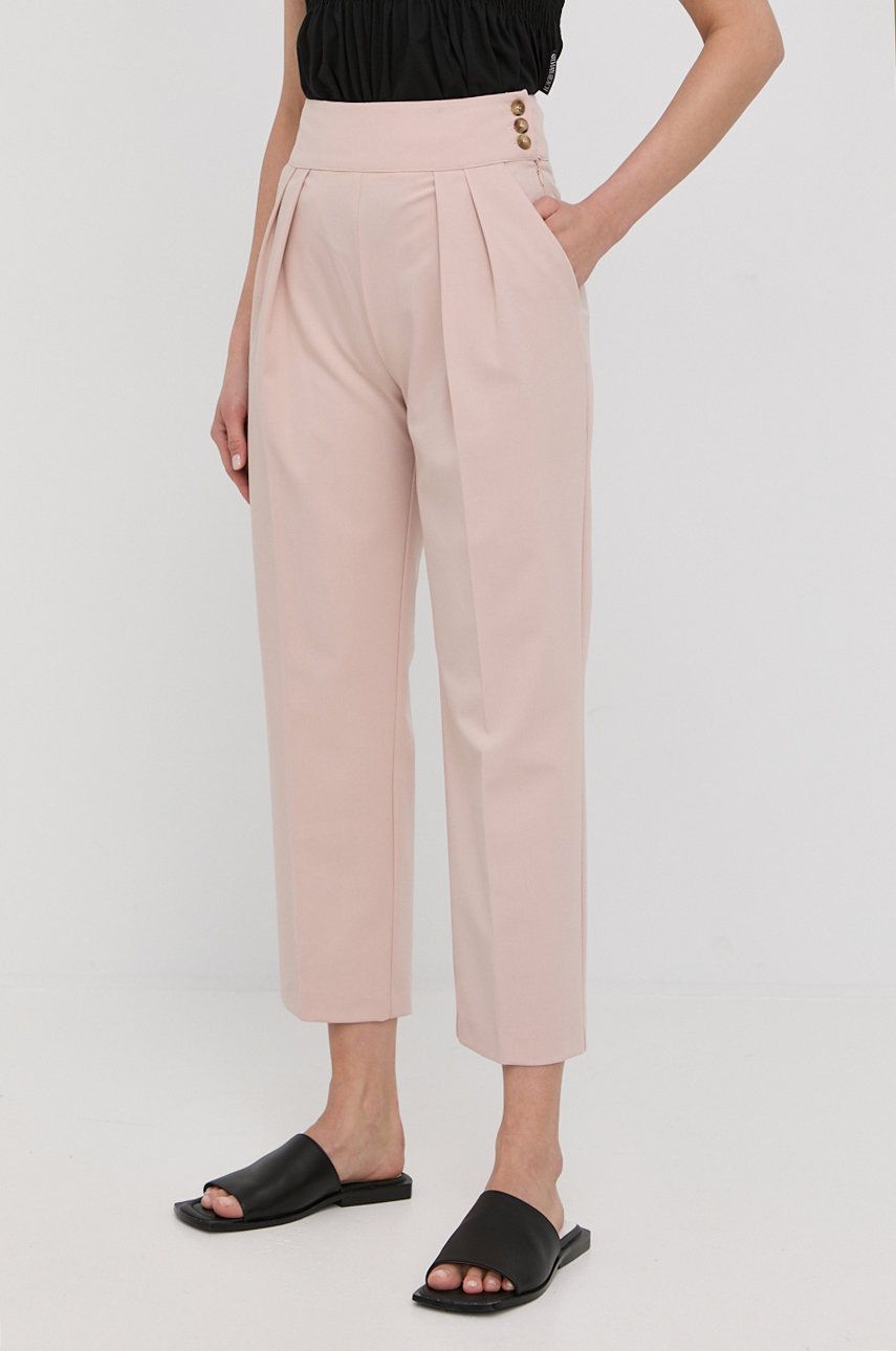 Silvian Heach spodnie damskie kolor różowy proste high waist