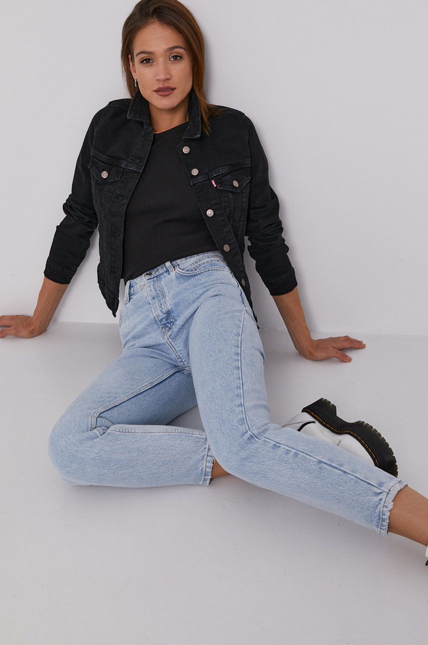 Levi's Kurtka jeansowa damska kolor czarny przejściowa