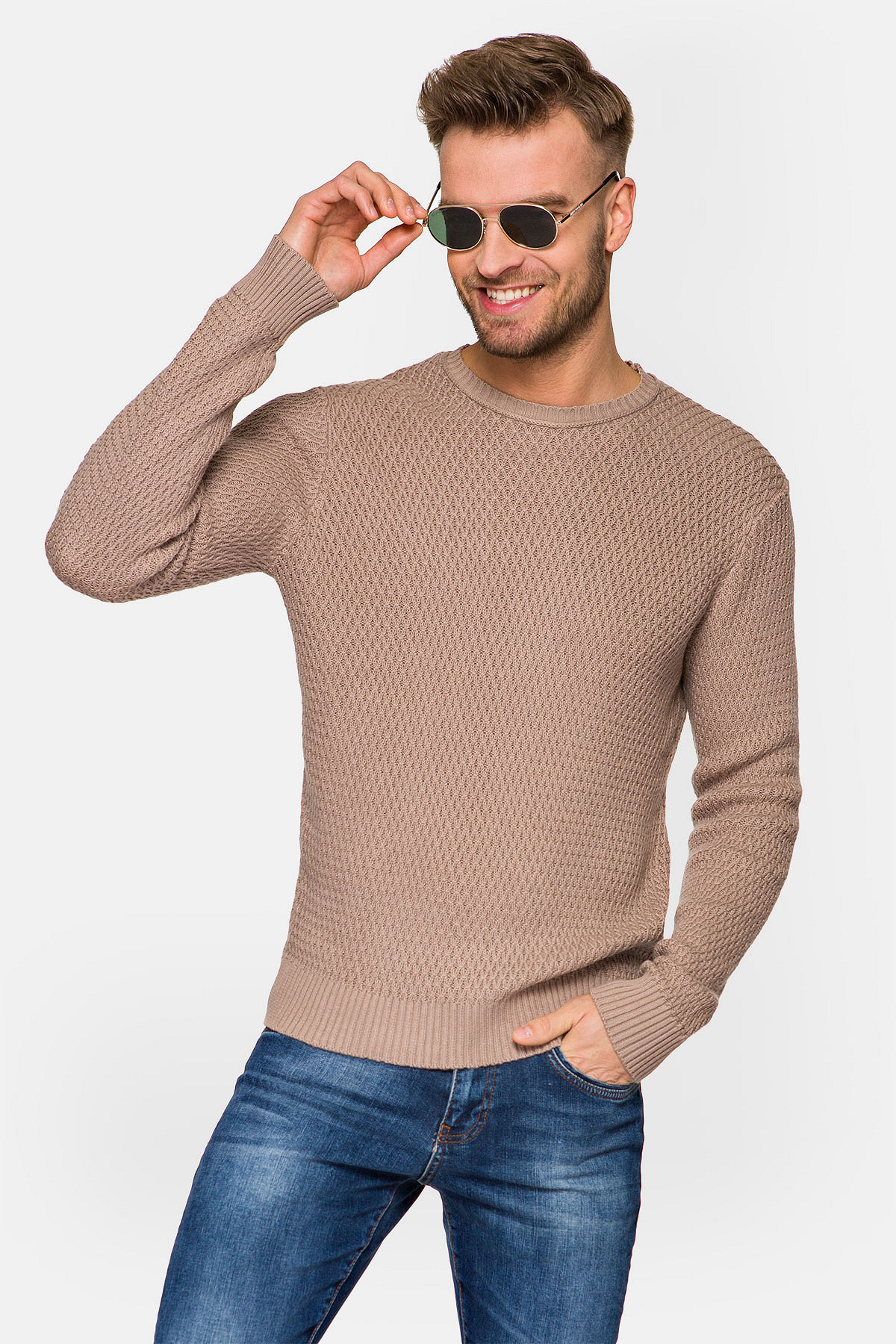 Sweter Beżowy Miguel rozmiar 2XL; L; M; XL