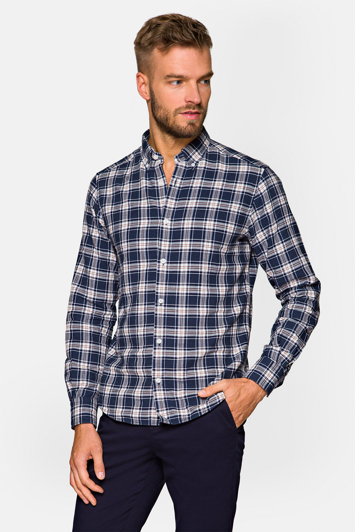 Koszula Granatowa w Kratę Eunice rozmiar 2XL; L; M; S; XL