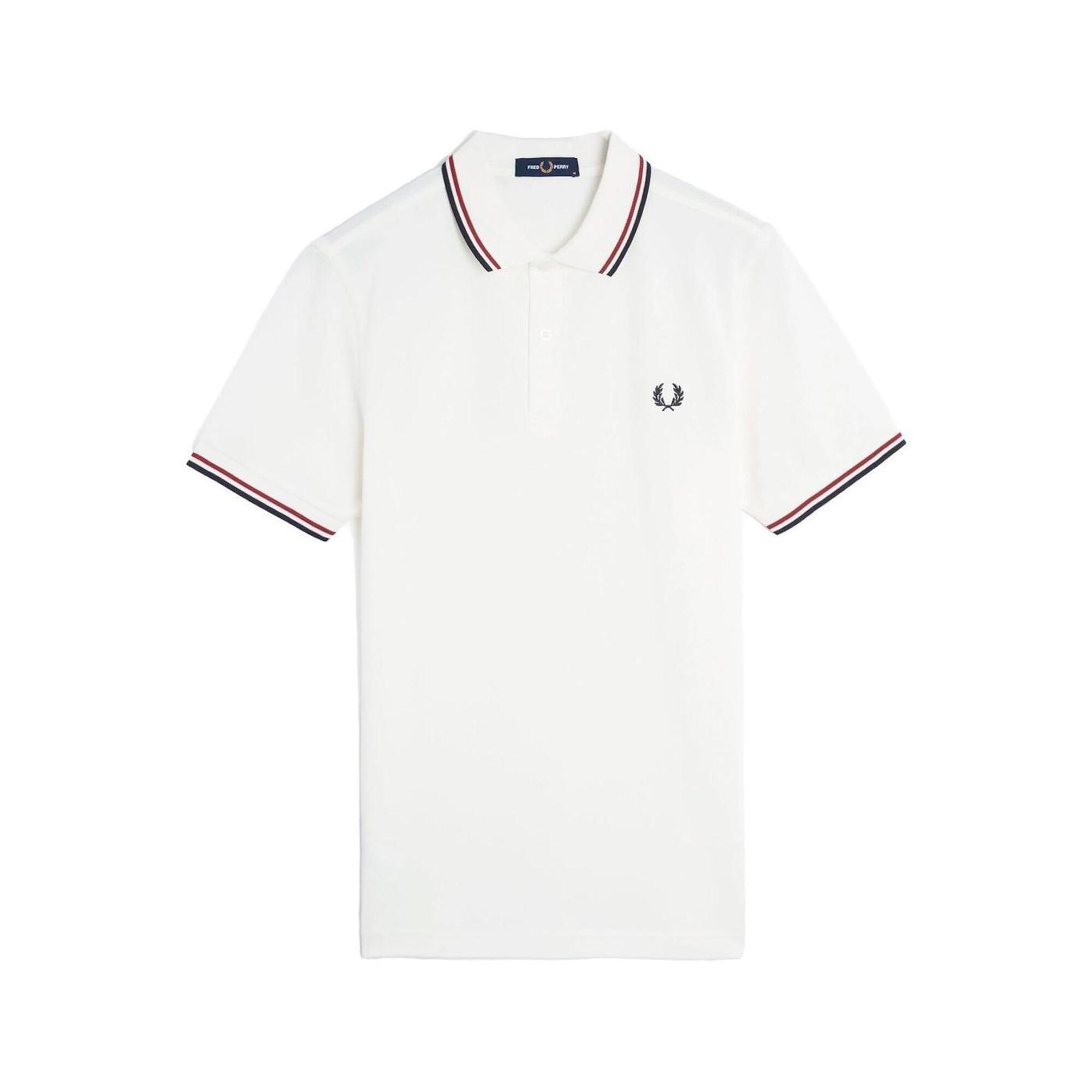 Koszulka Polo Fred Perry z Podwójnym Obszyciem Biało-Czerwono-Granatowa