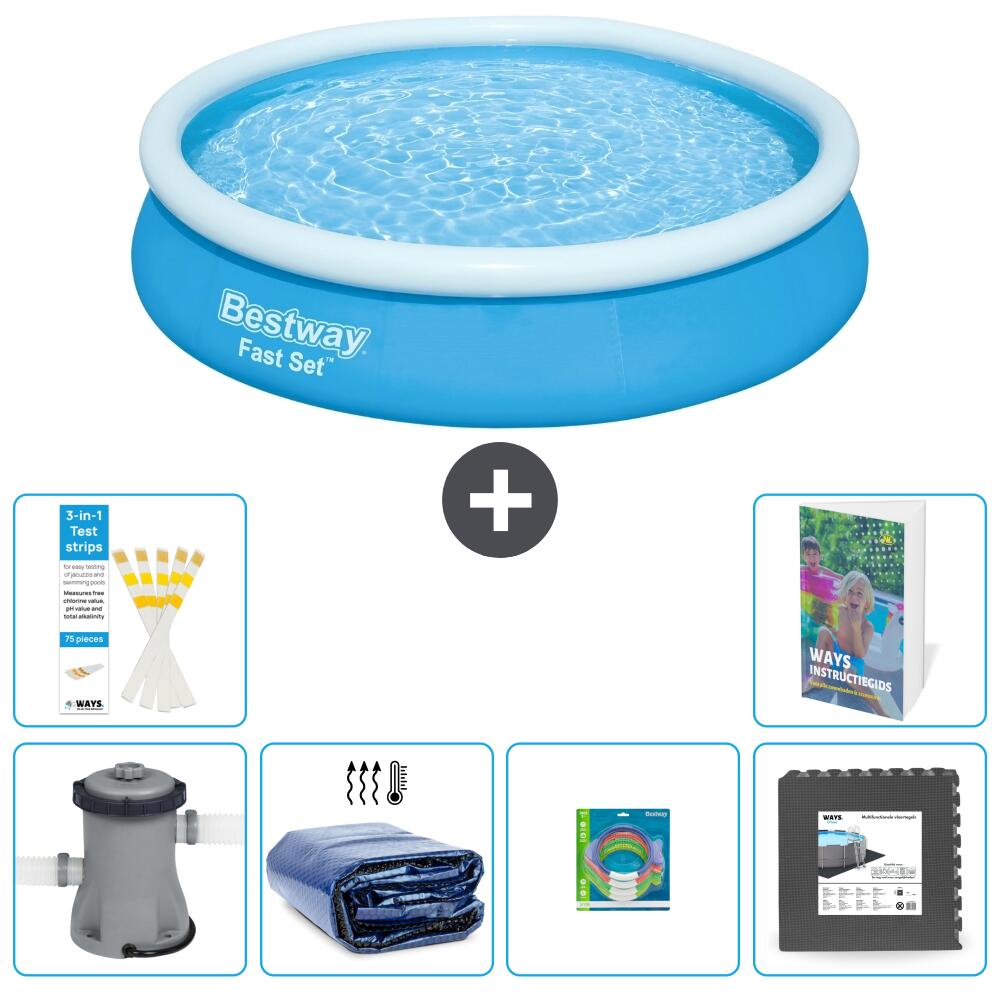 BESTWAY Basen Fast Set Okrągły - 366x76 cm - 7-częściowy S177