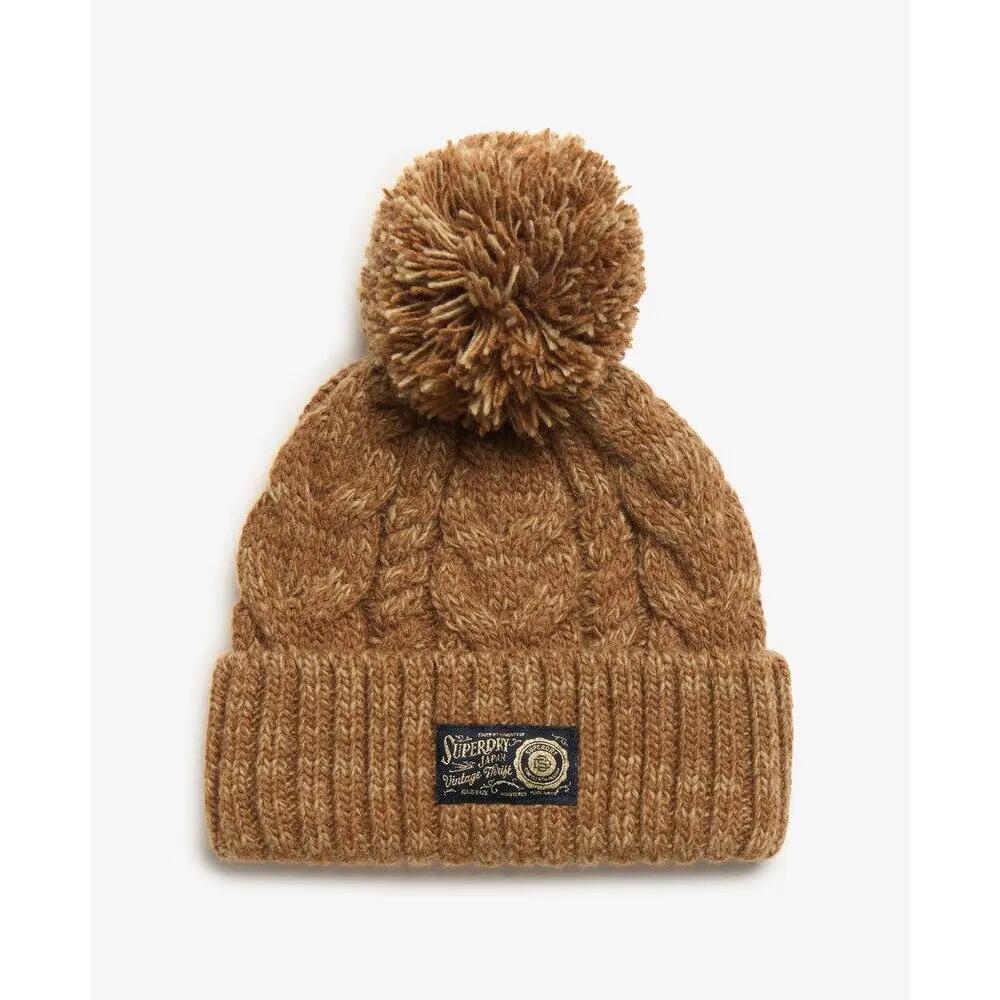Gruba czapka w warkoczowym splocie damska Superdry