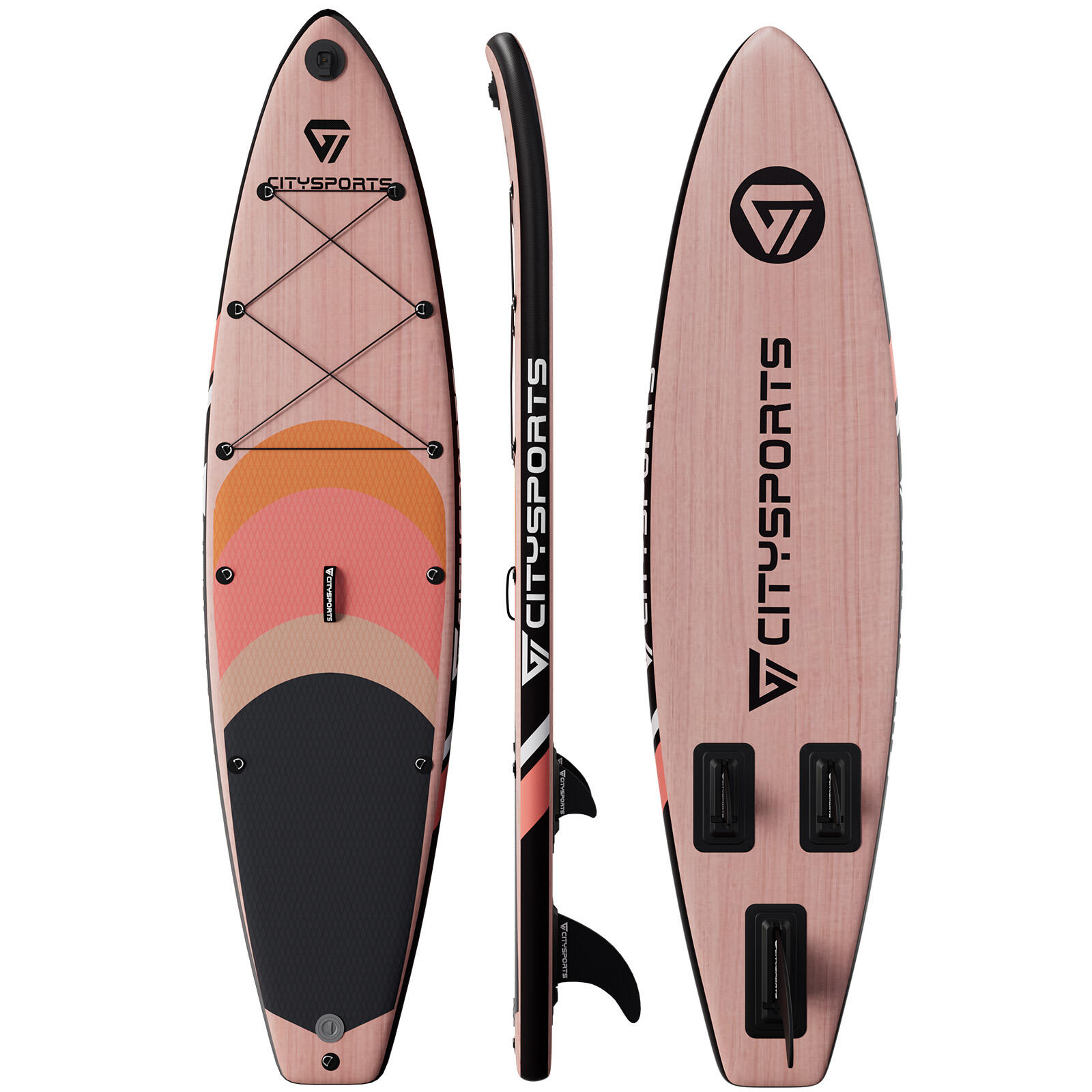 Deska SUP 10'5 – nadmuchiwana, kolor drewna, zestaw