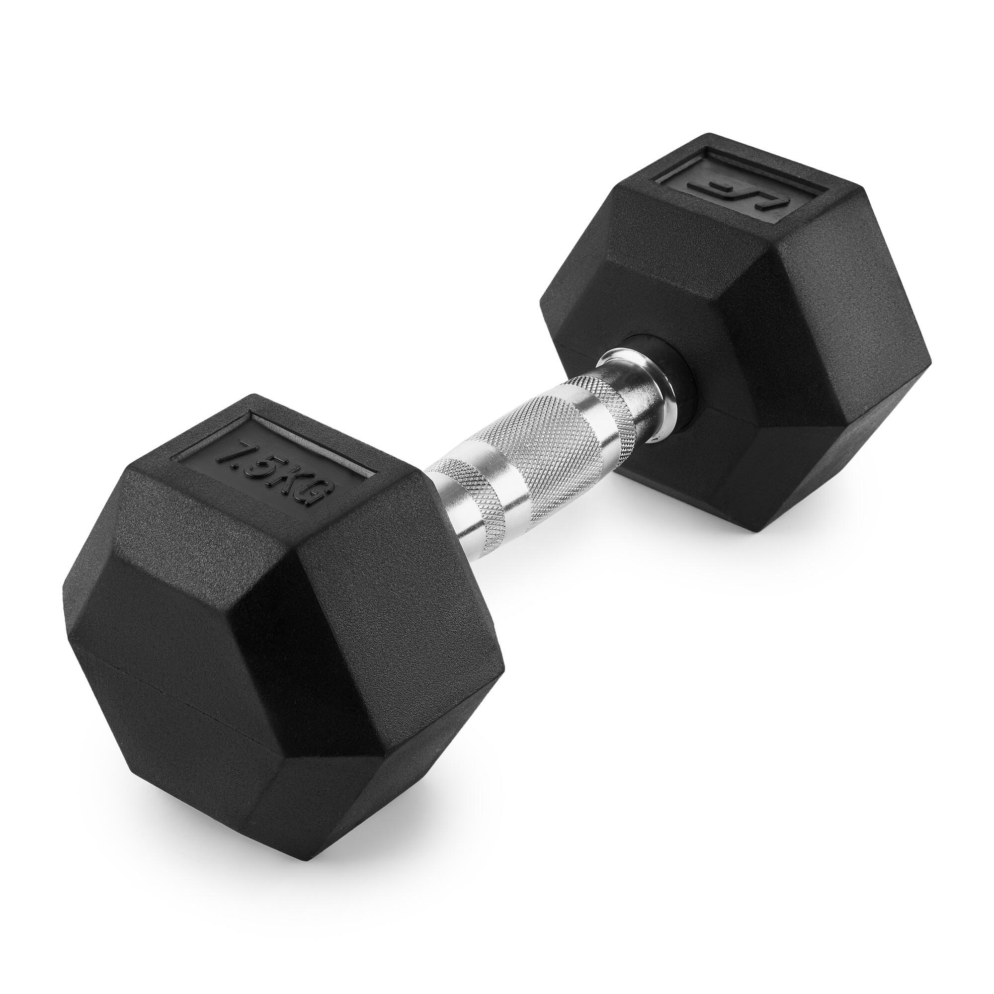 Hantla żeliwna gumowana HEX 7.5 kg