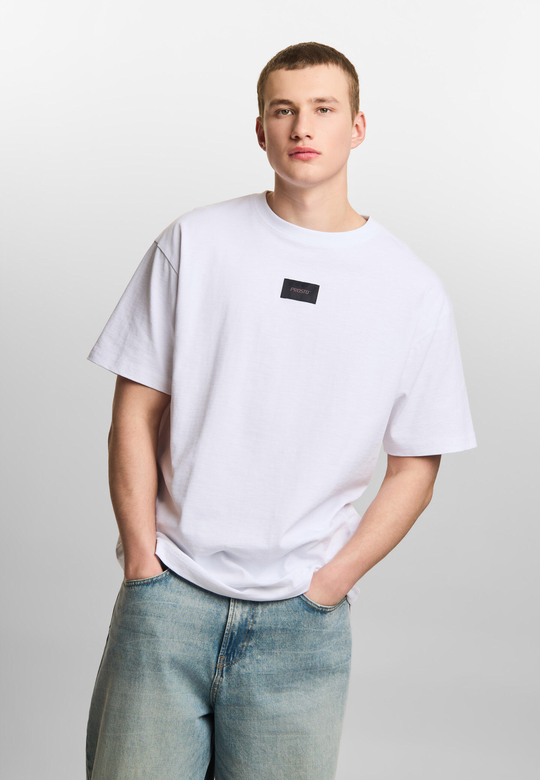 Koszulka sportowa męska Prosto Jacquard Label z krótkim rękawem