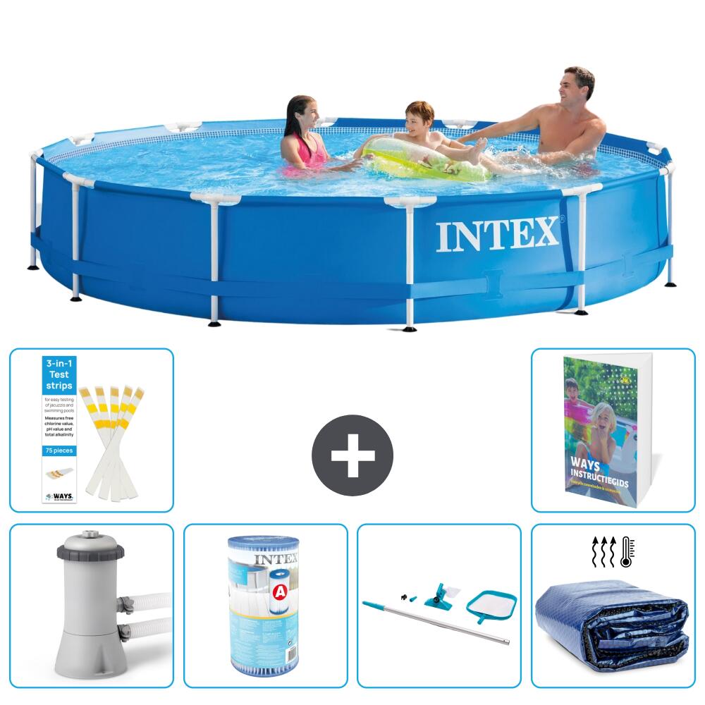 INTEX Basen ze stelażem Okrągły - 366x76 cm - 7-częściowy S194