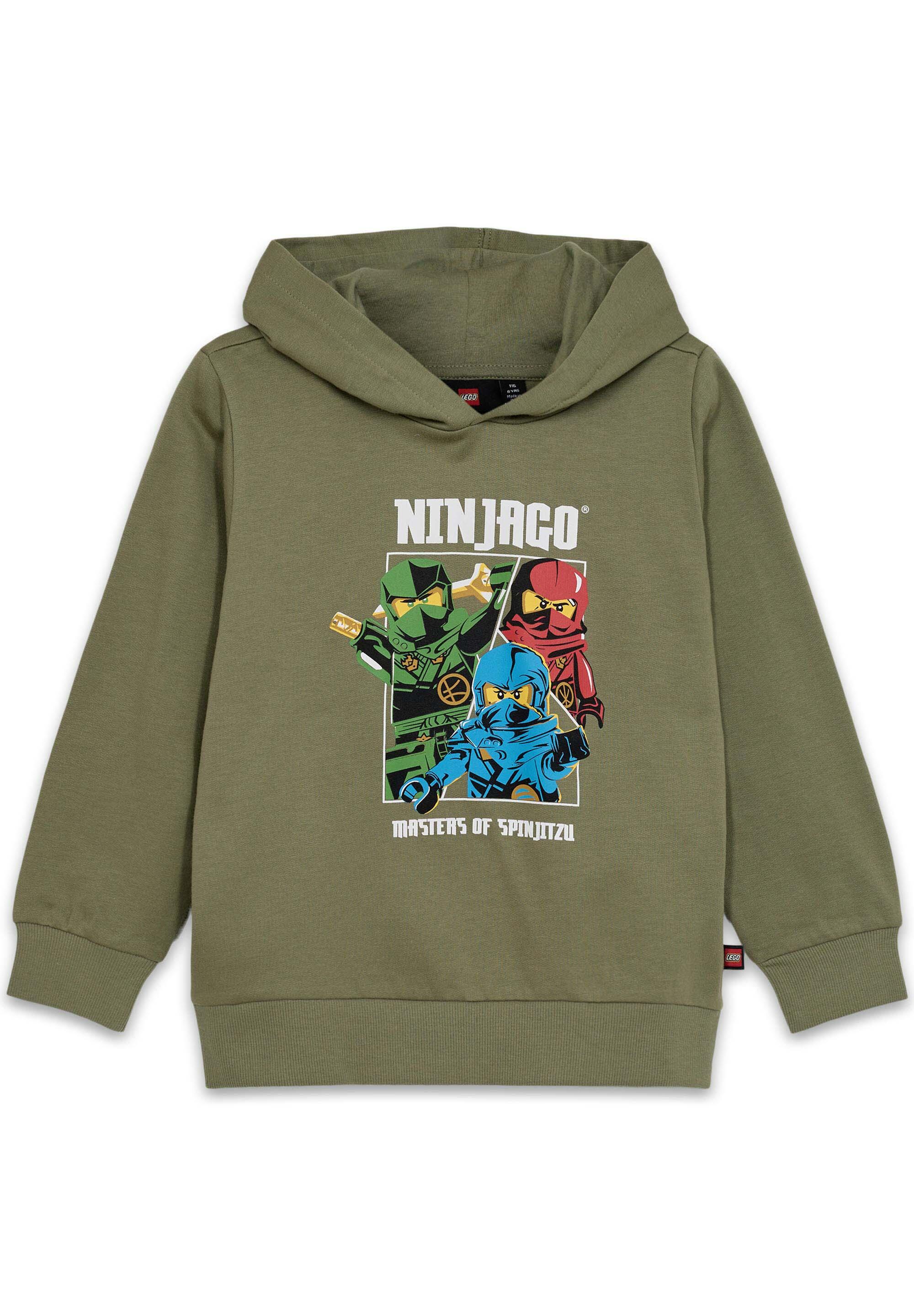 Bluza dziecięca LEGO Ninjago Scout 600 z kapturem, bawełna organiczna, zielona.