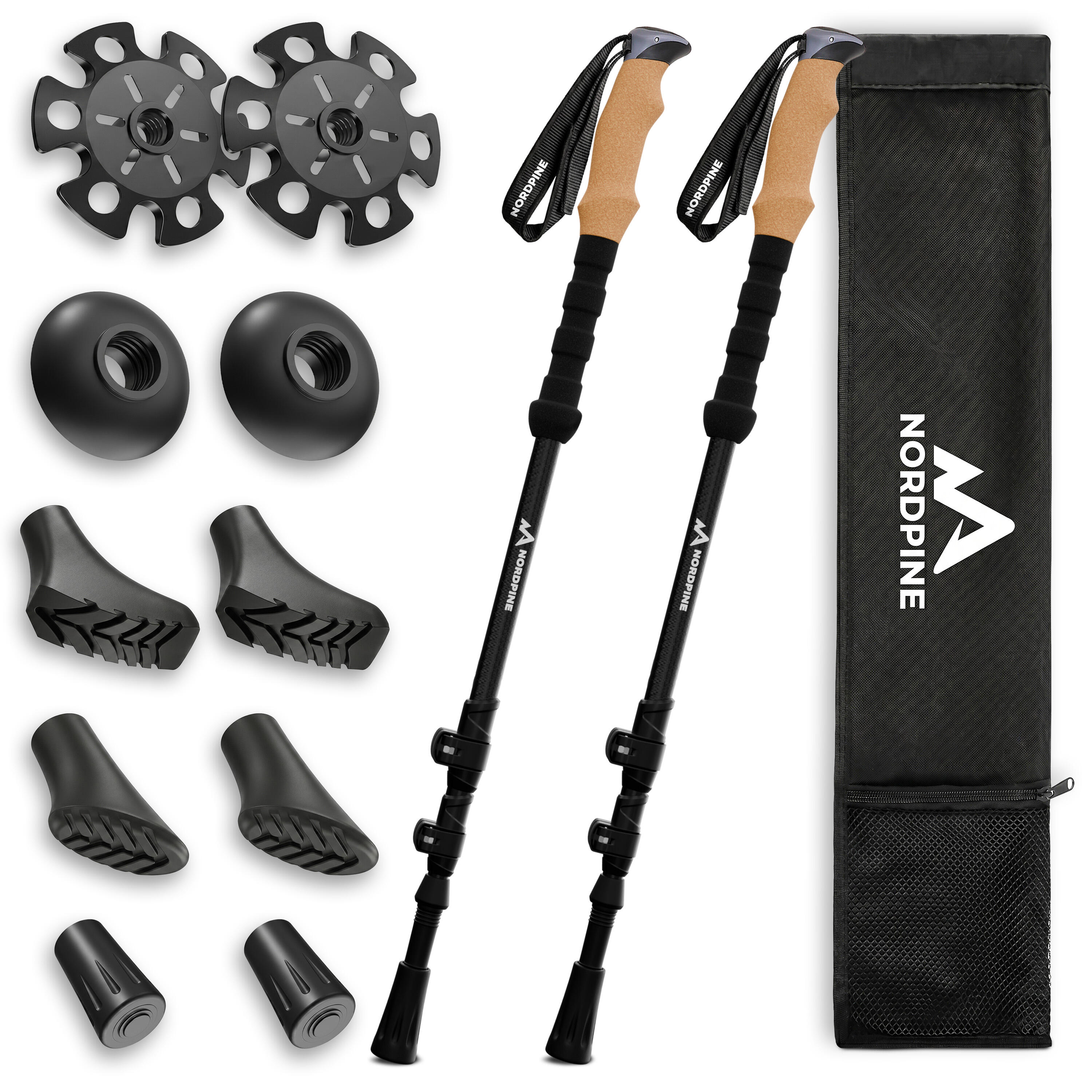 Teleskopowe kijki trekkingowe aluminiowe lub karbonowe z uchwytem Aluminium