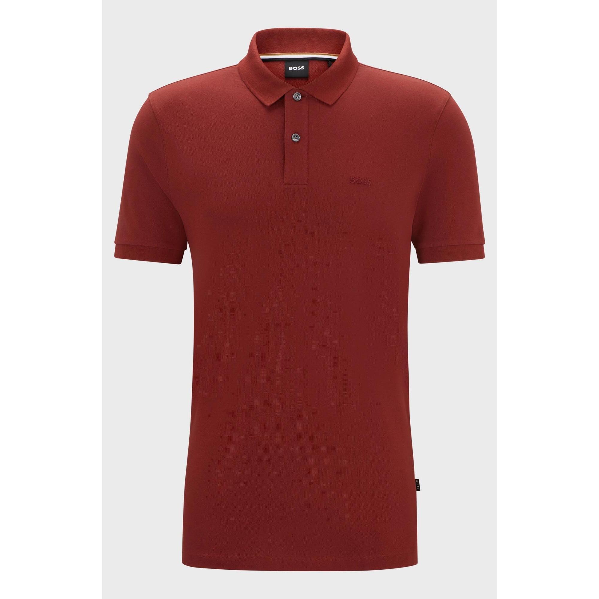 Koszulka Polo męska BOSS Pallas Open Brown regular fit brązowa (50468301-248)
