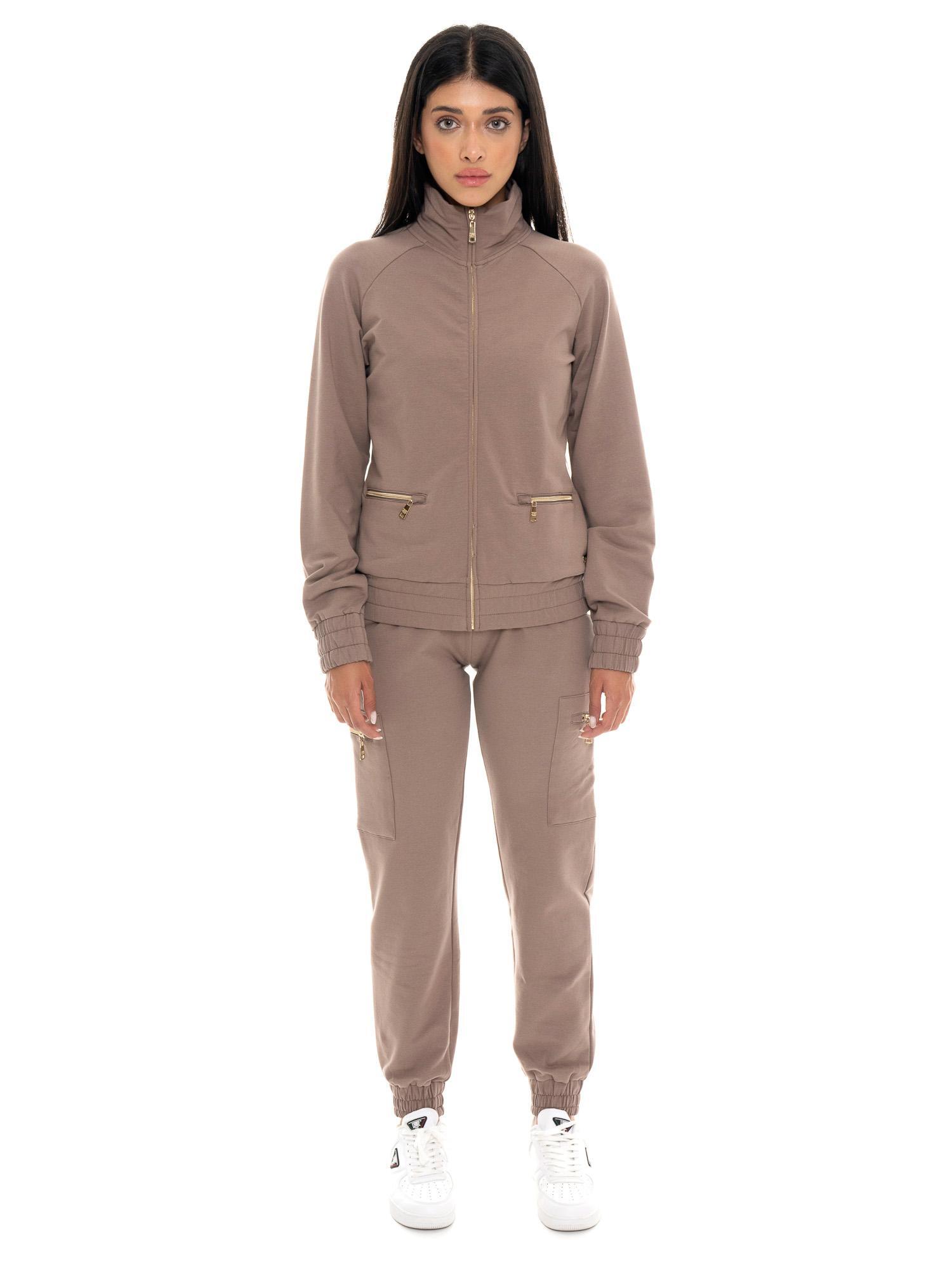 Zimowy damski kombinezon cargo Chic Tones z wysokim kołnierzem
