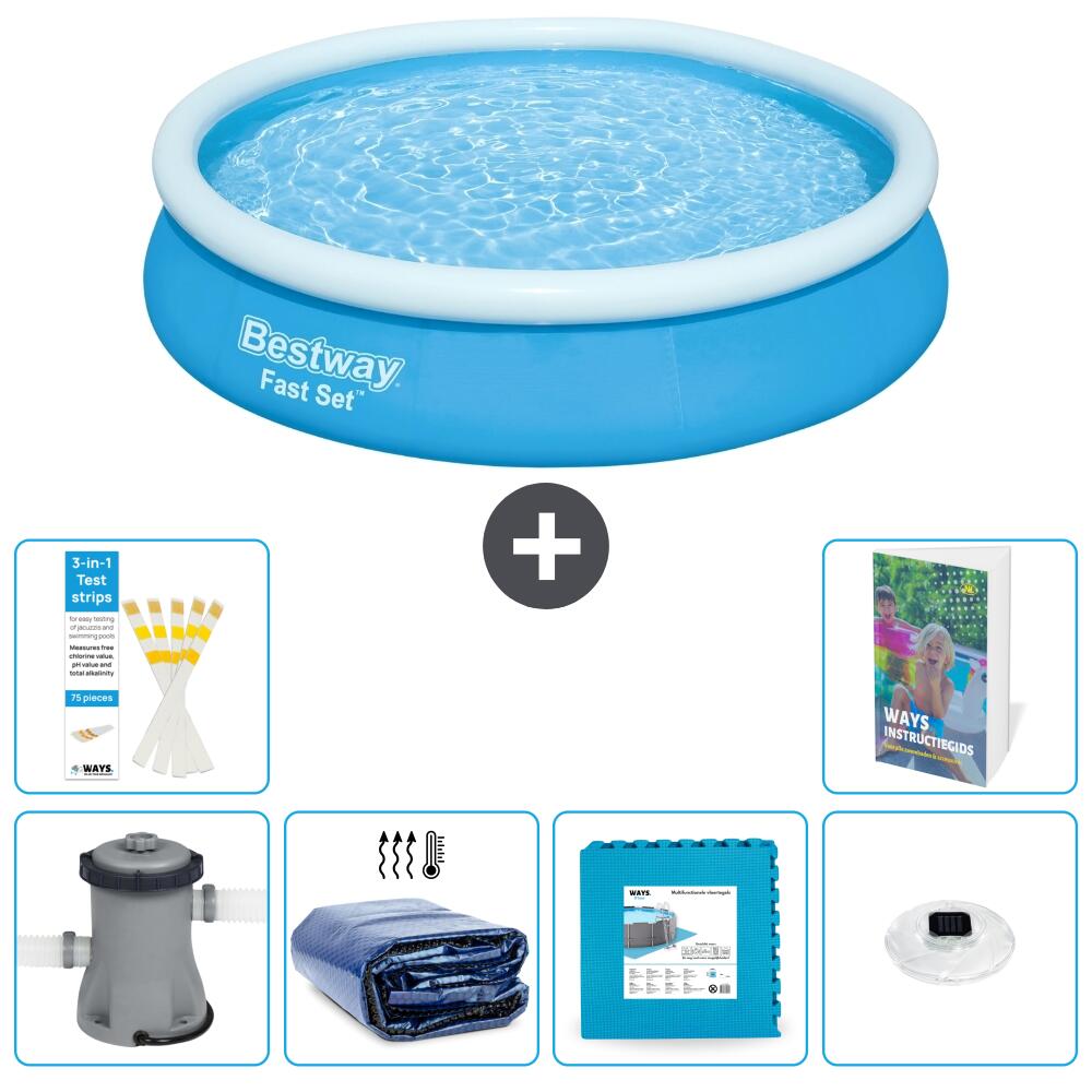 BESTWAY Basen Fast Set Okrągły - 366x76 cm - 7-częściowy S326