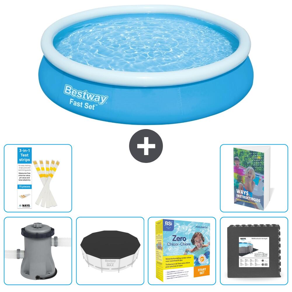 BESTWAY Basen Fast Set Okrągły - 366x76 cm - 7-częściowy S259
